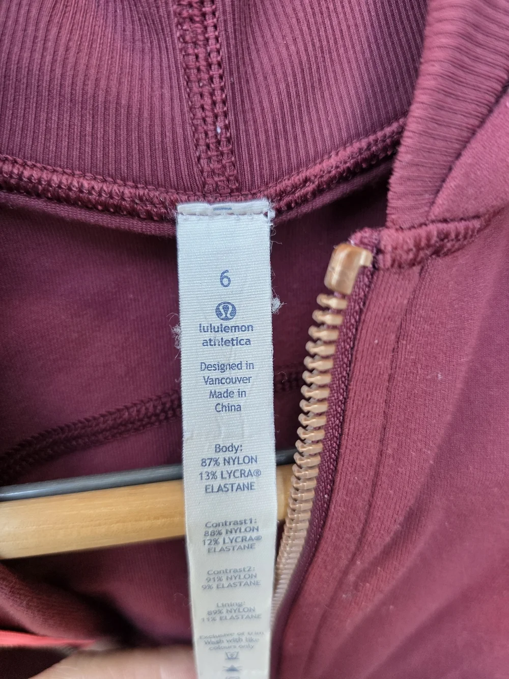 lululemon athletica wine zip-up hoodie